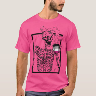 Skeleton Drinking Coffee Aseual LGBTQ Pride T-Shirt