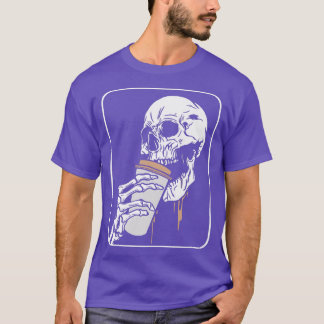 Skeleton Drinking Coffee For Caffeine Drinker Orth T-Shirt