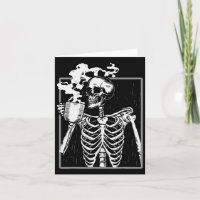 Skeleton Drinking Coffee Fun Skull Men Women Hallo