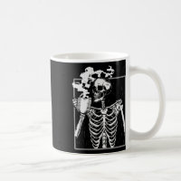 Skeleton Drinking Coffee Fun Skull Men Women Hallo