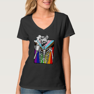 Skeleton Drinking Coffee Gay Lesbian Coffee  Lgbt  T-Shirt