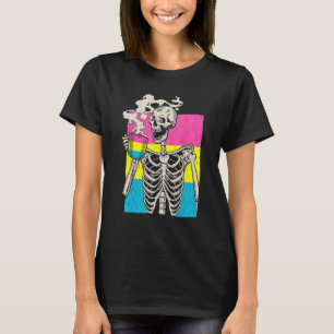 Skeleton Drinking Coffee LGBT Q Pansexual Pride Pa T-Shirt