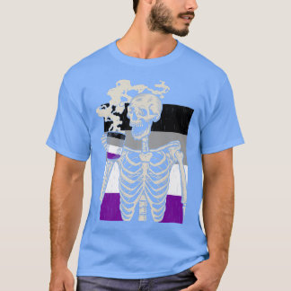 Skeleton Drinking Coffee LGBTQ Retro Aseual Pride  T-Shirt