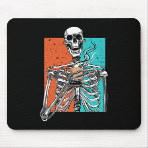 Skeleton Drinking Coffee Lover Funny Halloween Sku Mouse Pad
