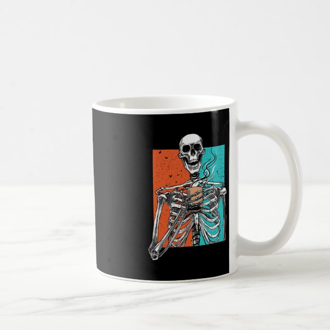 Skeleton Drinking Coffee Lover Funny Halloween Sku Mug (Right)