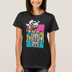 Skeleton Drinking Coffee pansexual Pride Skull LGB T-Shirt