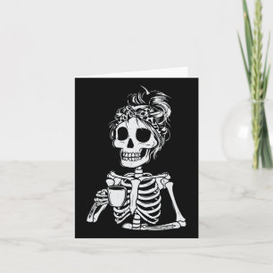 Skeleton Drinking Coffee Skull Funny Halloween Wom Card
