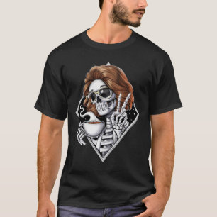 Skeleton Drinking Coffee T-Shirt