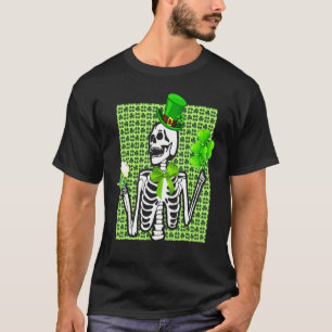 Skeleton Drinking Green Beer St Patrick S Day Iris T-Shirt