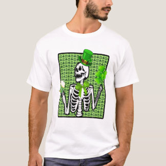 Skeleton Drinking Green Beer St. Patricks Day Iris T-Shirt