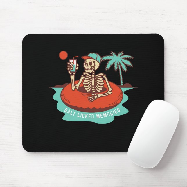 Skeleton Drinking on a  Mouse Pad (With Mouse)