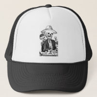 Skeleton Drinking Tequila and Smoking, Mexico
