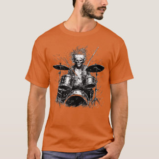Skeleton Drummer Guy Rock And Roll Rock On Drum Ki T-Shirt