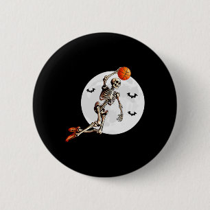 Skeleton Dunk Basketball Player Halloween Moon 6 Cm Round Badge
