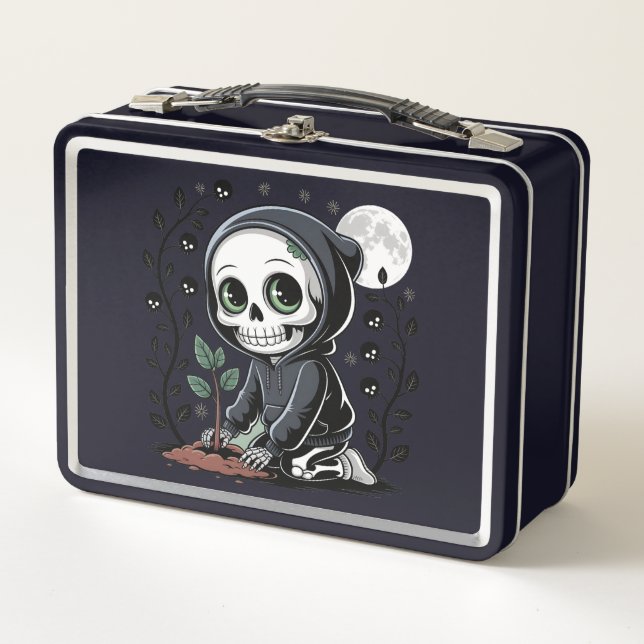 Skeleton Earth Day Metal Lunch Box (Front)