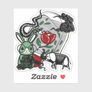 Skeleton Elephant & Geeky Goth Bunny Art