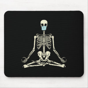 Skeleton Face Mask Lotus Yoga Yogi Halloween Quara Mouse Pad