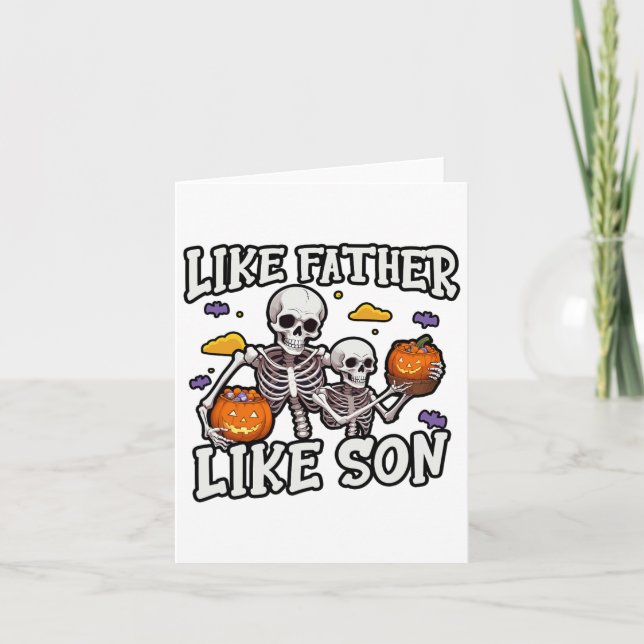 Skeleton Father Son Matching Halloween Costume  Card (Front)