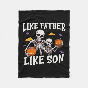 Skeleton Father Son Matching Halloween Costume  Fleece Blanket