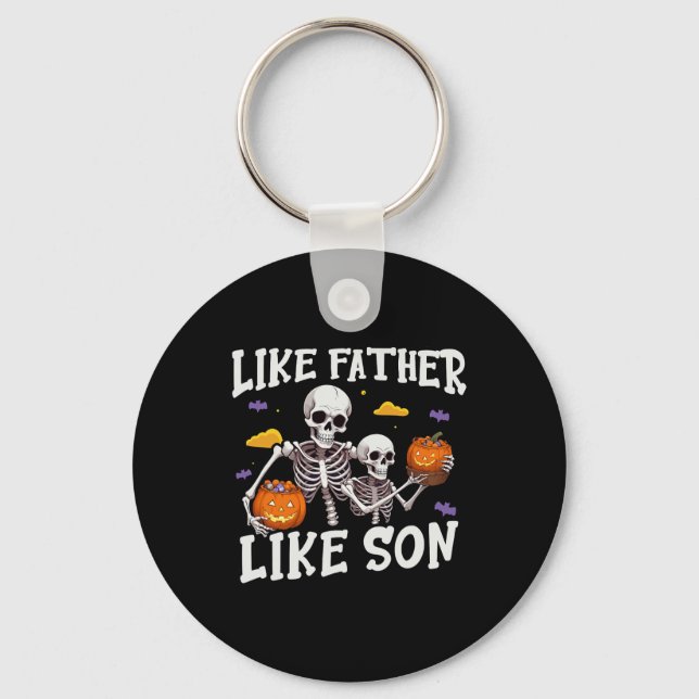 Skeleton Father Son Matching Halloween Costume  Key Ring (Front)