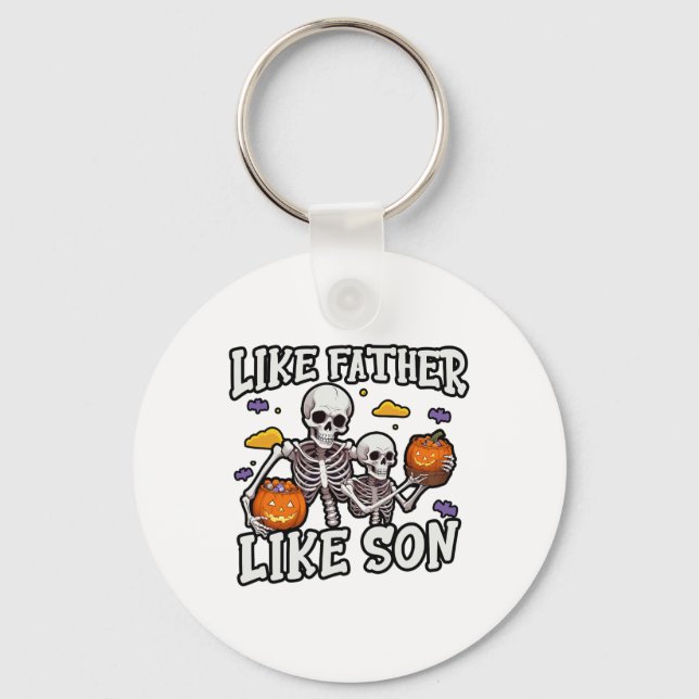 Skeleton Father Son Matching Halloween Costume  Key Ring (Front)