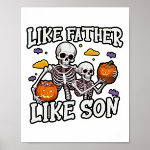 Skeleton Father Son Matching Halloween Costume Poster