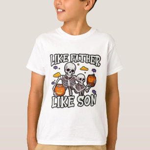 Skeleton Father Son Matching Halloween Costume T-Shirt