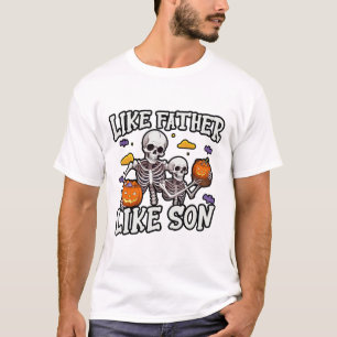 Skeleton Father Son Matching Halloween Costume T-Shirt