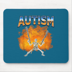 Skeleton Fire Funny Meme Autism Awareness Autistic Mouse Pad