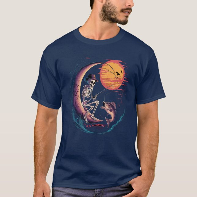 Skeleton fisherman halloween T-Shirt (Front)