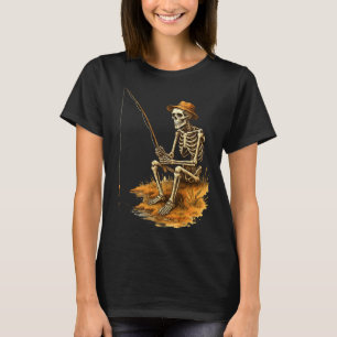 Skeleton Fishing Funny Halloween Costume Men Women T-Shirt