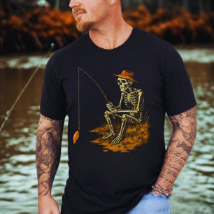Skeleton Fishing Funny Halloween T-Shirt