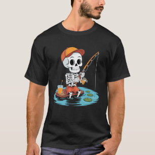 Skeleton Fishing Halloween Costume Funny Fishing M T-Shirt