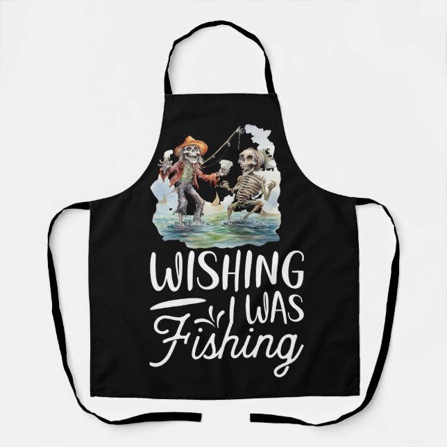 Skeleton fishing themed apron (Front)