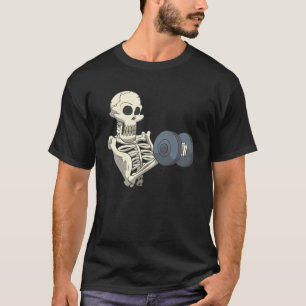 Skeleton Fitness Workout With Curls And Dumbbells T-Shirt