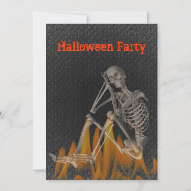 Skeleton Flames Halloween Invitation (Front)
