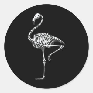Skeleton Flamingo Halloween  Classic Round Sticker