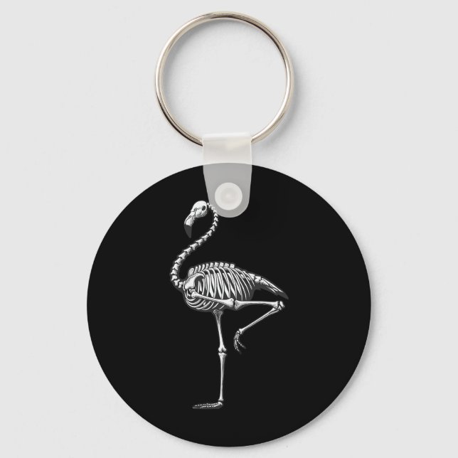 Skeleton Flamingo Halloween  Key Ring (Front)