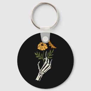 Skeleton Floral Hands Clic Retro Halloween Women's Key Ring