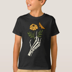 Skeleton Floral Hands Clic Retro Halloween Women's T-Shirt