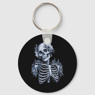 Skeleton Floral Skull Halloween Gothic Occult Wome Key Ring