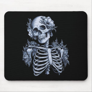 Skeleton Floral Skull Halloween Gothic Occult Wome Mouse Pad