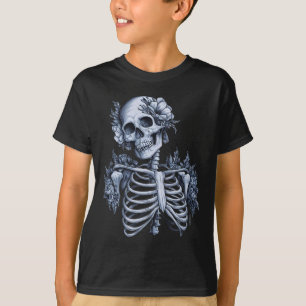 Skeleton Floral Skull Halloween Gothic Occult Wome T-Shirt