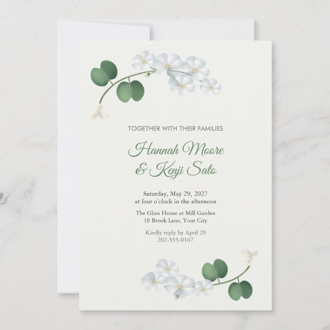 Skeleton Flower Corners Wedding Invitation (Front)