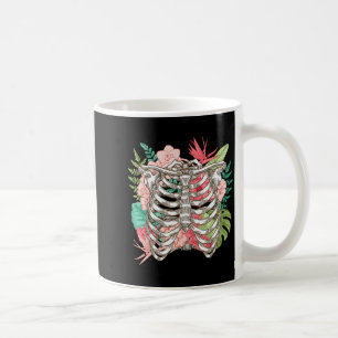 Skeleton Flowers Rib Cage X-ray Funny Halloween Coffee Mug