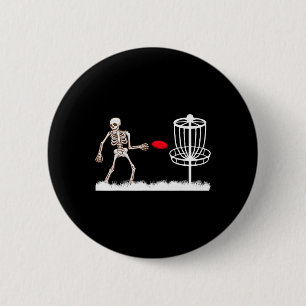 Skeleton Flying Disc Golf Frisbee Golfer Ghost Hal 6 Cm Round Badge