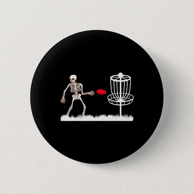 Skeleton Flying Disc Golf Frisbee Golfer Ghost Hal 6 Cm Round Badge (Front)