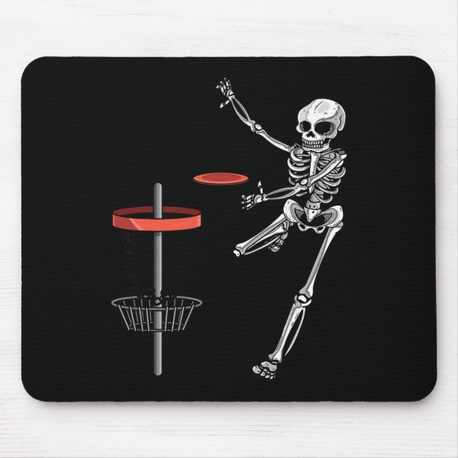 Skeleton Flying Disc Golf Halloween Frisbee Easy D Mouse Pad (Front)