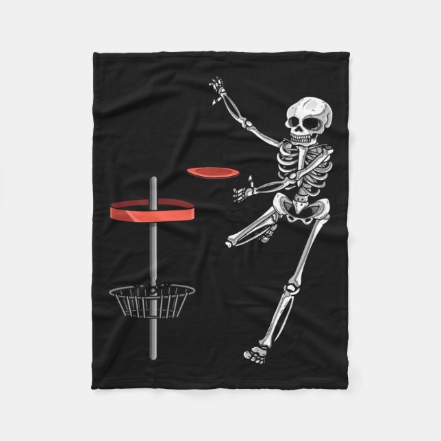 Skeleton Flying Disc Golf Halloween Frisbee Easy Fleece Blanket (Front)