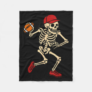 Skeleton Football Halloween Costume Spooky Sport Fleece Blanket